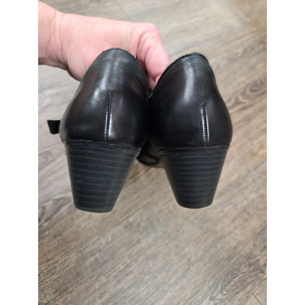 Rieker Sarah High Cut Court Black Leather Ankle Heels Bootie US 10.5/11 EUR 41 - Picture 5 of 9